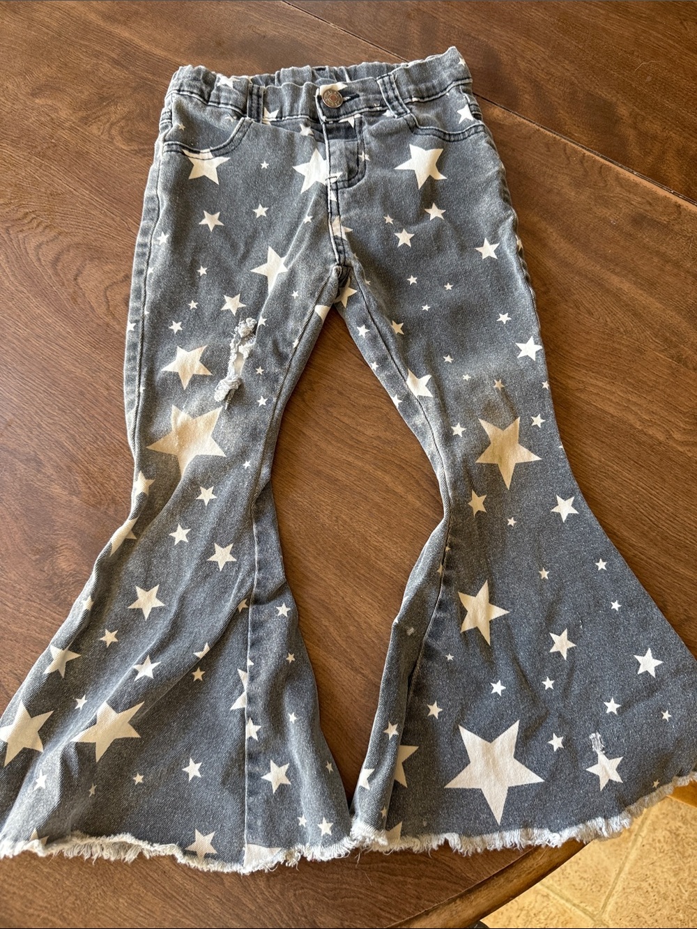 Girls' Star Print Flared Jeans - Grey